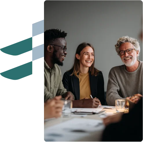 Diverse group working at table