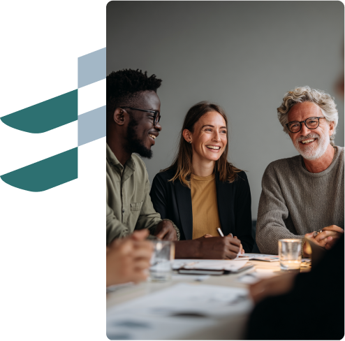Diverse group working at table